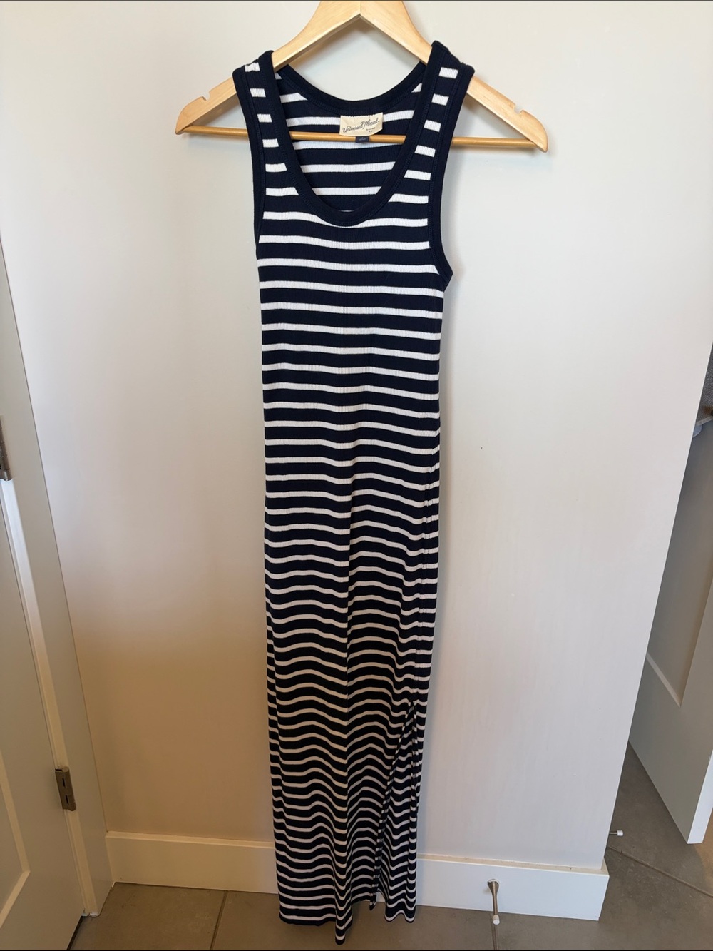 Universal thread small Sleeveless Navy & White Stripe Maxi Dress
